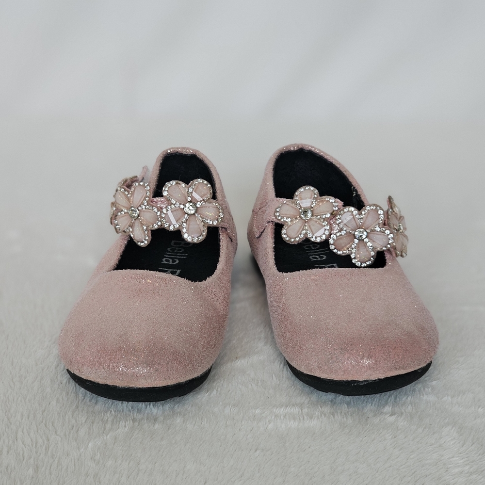 BELLA ROSA | Toddler Little Girls Glitter Pink Flowers Mary Jane Dress Shoes - Picture 11 of 13
